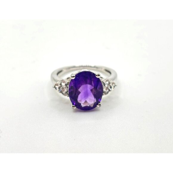 Amethyst Gemstone Ring Sterling Silver 925 Size 7.5 - Picture 2 of 12